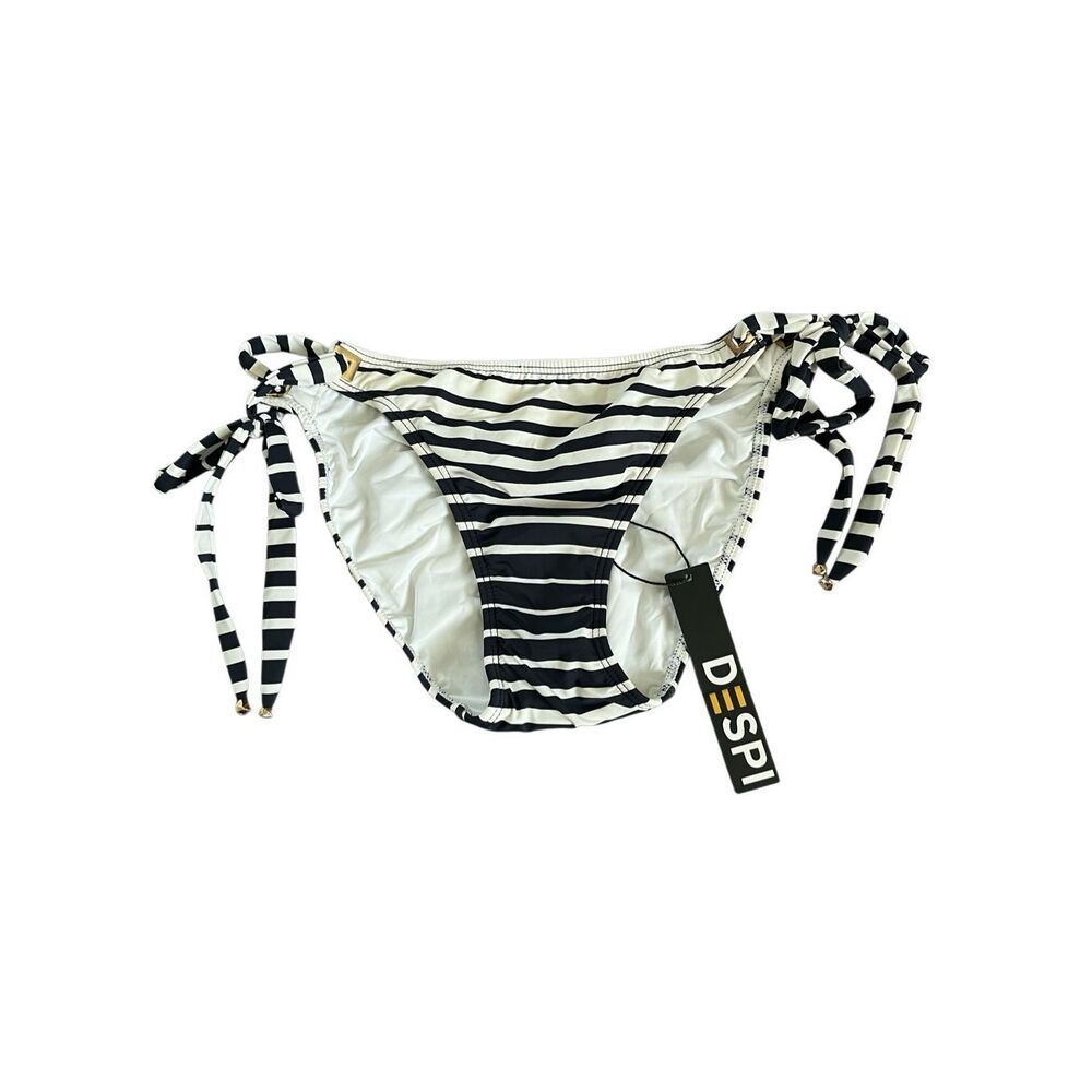 Despi Adventure Striped Eyelet Side Tie Bikini Bottoms Size Medium NWT‎